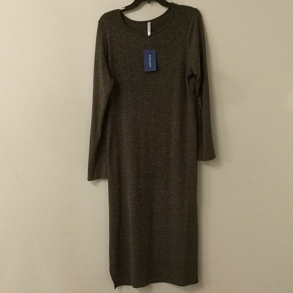 NWT Piphany Vanderbilt Maxi Sweater Dress Olive -L